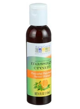 Aura Cacia Massage Cream Patchouli Sweet Orange 4 oz Liquid