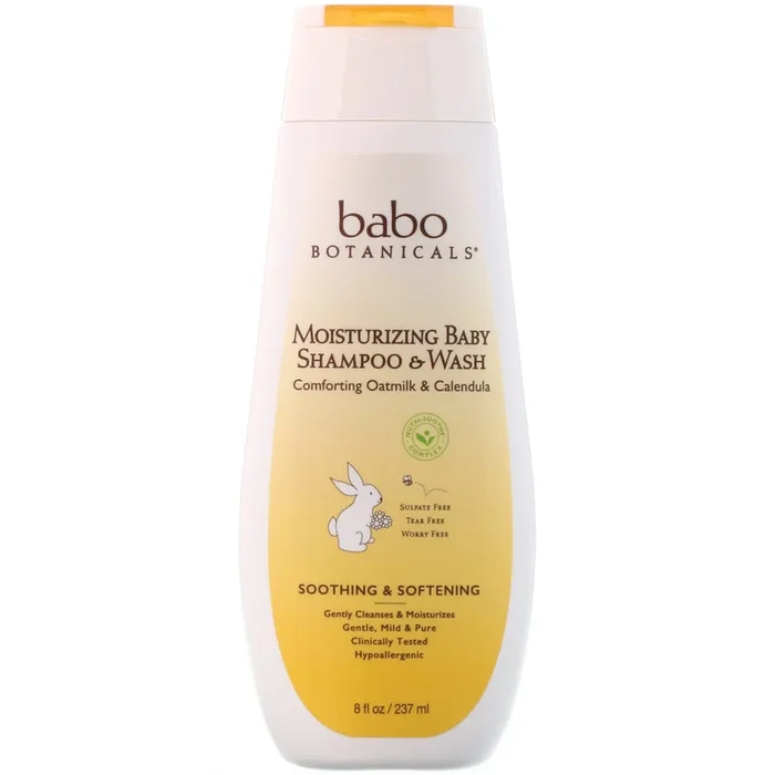 Babo Botanicals, Moisturizing baby Shampoo & wash Plant Based, 8 Oz