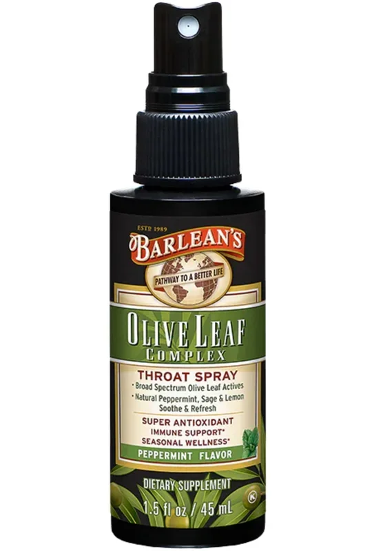 Barlean’s Organic Oils Olive Leaf Complex Throat Spray Peppermint