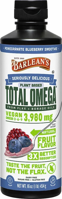 Barlean’s Organic Oils Seriously Delicious™ Total Omega® Vegan Pomegranate Blueberry Smoothie