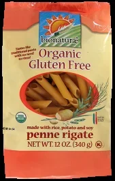 Bionaturae Organic Gluten Free Rice & Lentil Pasta Penne Rigate Box-12 Oz
