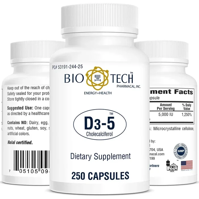 BioTech D3-5 250 Capsules – 2 Pack