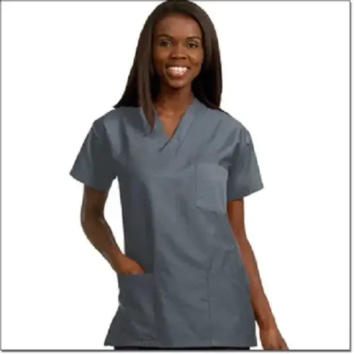 Fashion Seal Uniforms – Scrub Shirt X-Small Pewter 3 Pockets Short Set-In Sleeve Unisex – 78780-XS