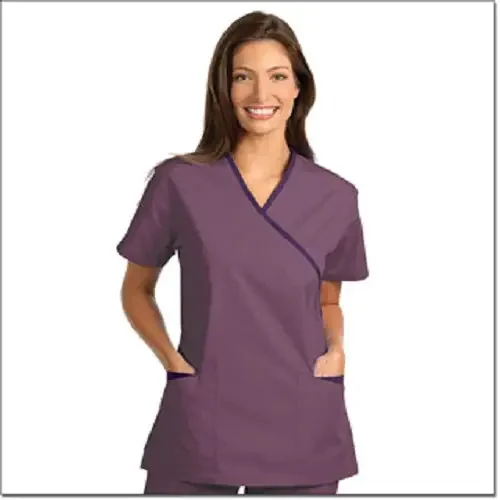 Fashion Seal Uniforms – Scrub Shirt X-Small Plum / Eggplant 2 Pockets Short Set-In Sleeve Female – 7006-XS
