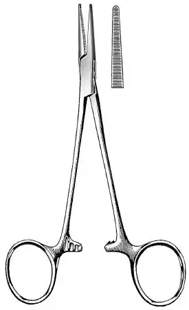 Fine Surgical – Hemostatic Forceps Halsted-Mosquito 5 Inch Length Surgical Grade Stainless Steel Ratchet Lock Finger Ring Handle Straight Serrated Tips – GS-20-501