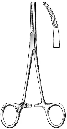 Fine Surgical – Hemostatic Forceps Kelly 5-1/2 Inch Length Mid Grade Stainless Steel Ratchet Lock Finger Ring Handle Curved Serrated Tips – GS-20-568
