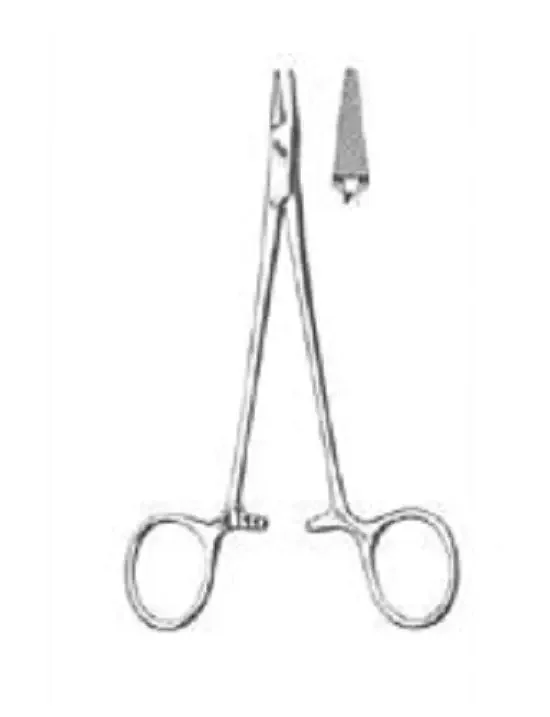 Fine Surgical – Needle Holder 5-1/2 Inch Length Serrated Jaws Finger Ring Handle – 16-285