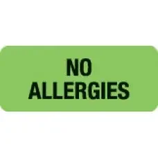 First Healthcare Products – Pre-Printed Label Allergy Alert Green Paper NO ALLERGIES Black Alert Label 15/16 X 2-1/4 Inch – 50710