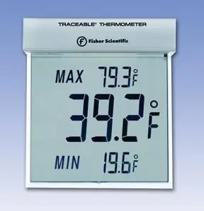 Fisherbrand Traceable Big-Digit See-Thru – Digital Thermometer Fahrenheit -13° to +158°F (-25° to +70°C) Internal Sensor Window / Wall Mount Battery Operated – 15077959