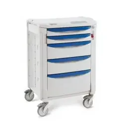 Flexline – Storage Narrow Cart and Drawers 42 Inch Cart Slate Blue 2 to 3 Inch, 2 to 6 Inch, 1 to 9 Inch Drawer – FLNK22100