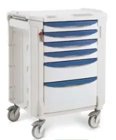 Flexline – Storage Standard Cart and Drawers 42 Inch Cart Slate Blue 4 to 3 Inch, 1 to 6 Inch, 1 to 9 Inch Drawer – FLP41100