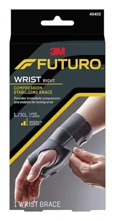 Futuro Compression Stabilizing – Wrist Brace Low Profile Aluminum / Nylon / Polyester / Polyethylene / Spandex / Silicone Right Hand Black Large / X-Large – 48402ENR