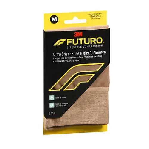 Futuro, Lifestyle Compression Ultra Sheer Knee Highs For Women Moderate Medium, 1 Pair