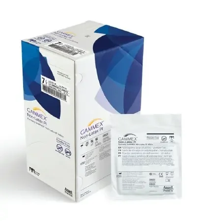GAMMEX Non-Latex PI – Surgical Glove Size 5.5 Sterile Pair Polyisoprene Extended Cuff Length Smooth White Not Chemo Approved – 20685755