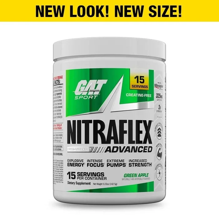GAT Sport NITRAFLEX Advanced, explosive energy, intense focus, extreme pumps 15 Servings