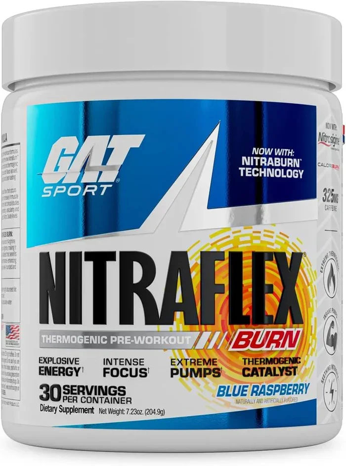 GAT Sport NITRAFLEX Burn, Thermogenic Pre Workout, Focus, Pump 30 Servings