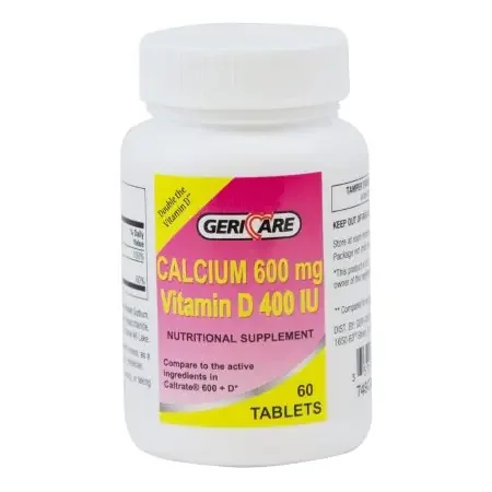 Geri-Care – Joint Health Supplement Calcium / Vitamin D 600 mg – 400 IU Strength Tablet 60 per Bottle – 748-06-GCP