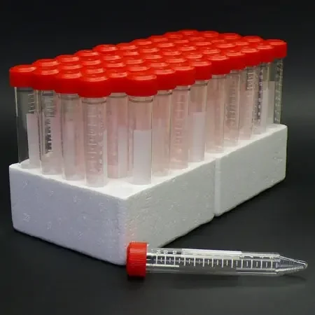 Globe Scientific – Centrifuge Tube Conical Bottom Plain 17 X 120 mm 15 mL Red Screw Cap Polystyrene Tube – 6274