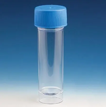 Globe Scientific – Centrifuge Tube Conical Bottom, Skirted Plain 20 X 90 mm 30 mL Blue Screw Cap Polystyrene Tube – 109217