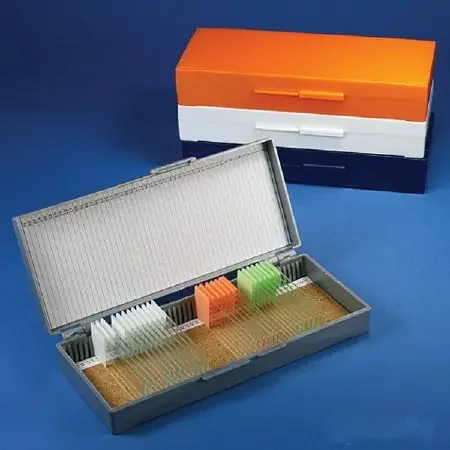 Globe Scientific – Slide Storage Box White ABS Plastic / Cork 50 Slide Capacity – 513077W