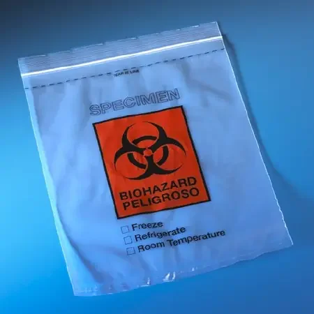 Globe Scientific – Specimen Transport Bag with Document Pouch 8 X 10 Inch Zip Closure Biohazard Symbol / Storage Instructions NonSterile – 4926