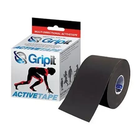 Gripit ACTIVETAPE V2 – Kinesiology Tape 4-Way Stretch Memory Fabric 2 Inch X 5-1/2 Yard Black NonSterile – 24-0270BLK-PL