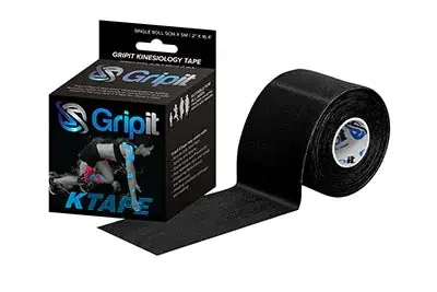 Gripit KTAPE – Kinesiology Tape Cotton / Lycra / Spandex 2 Inch X 5-1/2 Yard Black NonSterile – 24-0121
