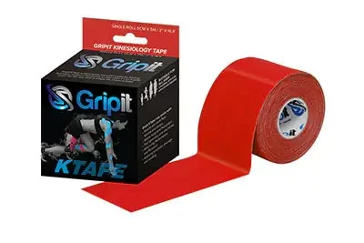 Gripit KTAPE – Kinesiology Tape Cotton / Lycra / Spandex 2 Inch X 5-1/2 Yard Red NonSterile – 24-0128