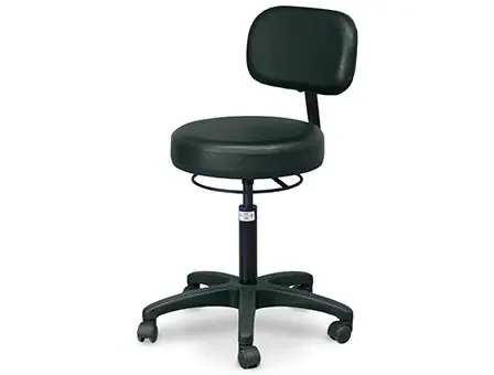 Hausmann Industries – Economy Air-Lift Stool Padded Backrest Air Spring Pneumatic Height 5 Casters Black – 2156-V16