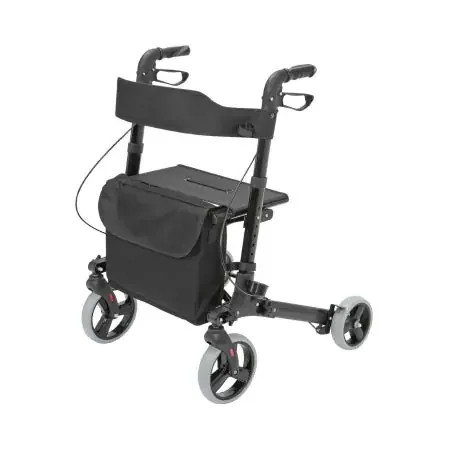 HealthSmart Gateway – 4 Wheel Rollator Black Adjustable Height / Lightweight / Folding Aluminum Frame – 501-5012-0200