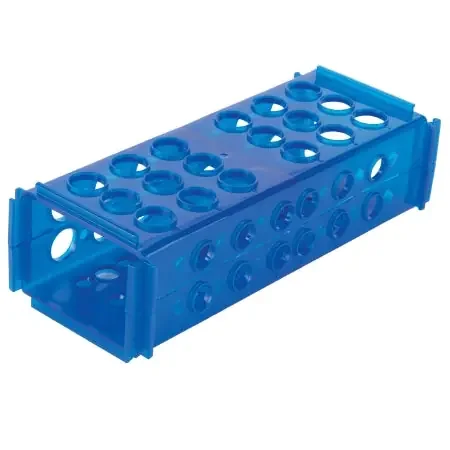 Heathrow Scientific – 4-Way Test Tube Rack 60 Place 13 X 75 mm / 13 X 100 mm / 16 X 100 mm / 16 X 125 mm / 17 X 120 mm Blue 2-4/5 X 3-4/5 X 9-1/8 Inch – 120684