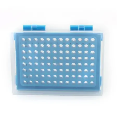 Heathrow Scientific – 96-Well / PCR Tube Microcentrifuge Tube Rack 96 Place 0.2 mL Tube Size Blue 1-1/5 X 3-7/8 X 5-1/5 Inch – HS23461C