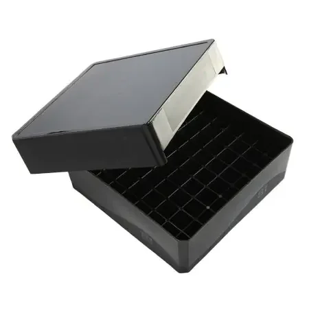 Heathrow Scientific – Cryo Storage Box 1-7/8 X 5-1/8 X 5-1/8 Inch Black Polypropylene 81 Tube Capacity – 120041