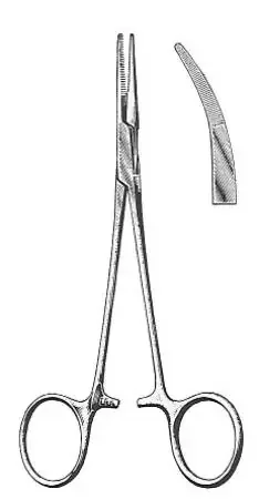 HerMann Medizintechnik – Hemostatic Forceps Providence Hospital 5-1/2 Inch Length Surgical Grade Titanium NonSterile Ratchet Lock Finger Ring Handle Curved Blunt Serrated Tips – H112-27114