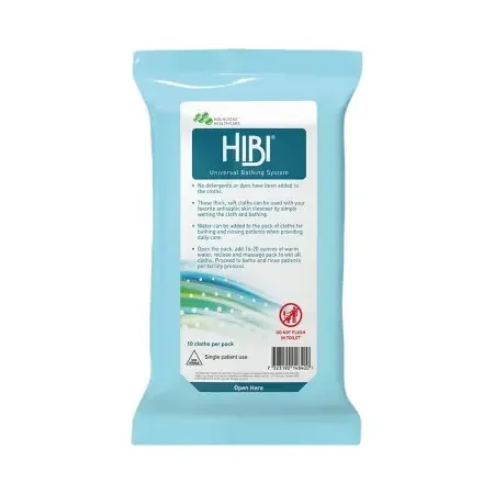 Hibi – Rinse-Free Bath Wipe Soft Pack Unscented 10 Count – 59910