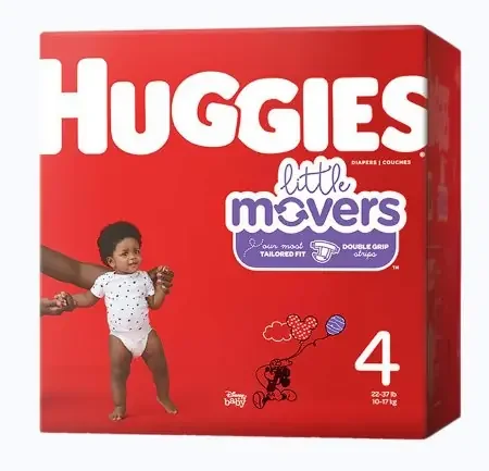 Huggies Little Movers – Unisex Baby Diaper Size 4 Disposable Moderate Absorbency – 49679