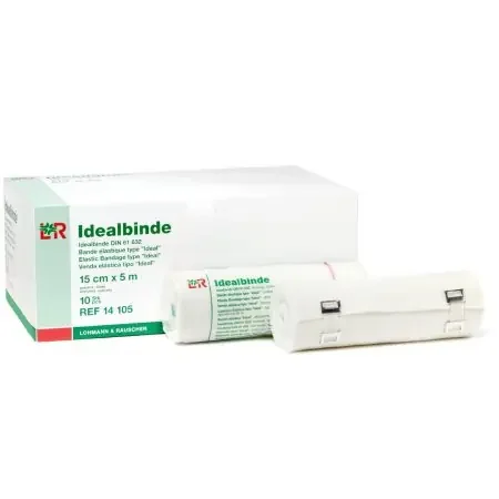 Idealbinde – Compression Bandage 6 Inch X 5 Yard High Compression Clip Detached Closure White NonSterile – 559775