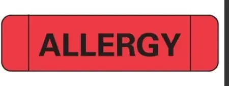 Ident-Alert – Pre-Printed Label Allergy Alert Red Paper Allergy Black Alert Label 3/8 X 1-1/2 Inch – N-3500