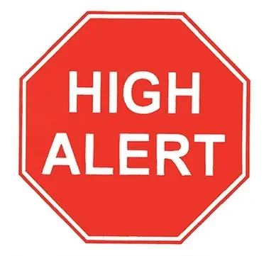 Indeed – Pre-Printed Label Warning Label Red Paper HighAlert White Caution 3 X 3-5/8 Inch – 8352