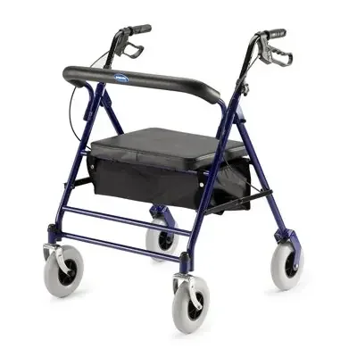 Invacare – Bariatric 4 Wheel Rollator Dark Blue Adjustable Height / Folding Steel Frame – 66550