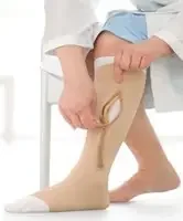 JOBST UlcerCARE – Zippered Compression Stocking and Liner Knee High / Right Zipper X-Large Beige Open Toe – 114523