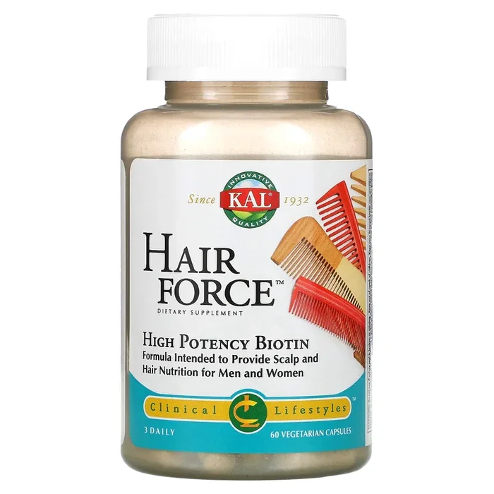 Kal, Hair Force, High Potency Biotin, 60 Vegetarian Capsules