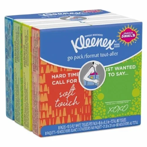 Kimberly Clark, Facial Tissue Kleenex Pocket Pack White 8-3/10 X 8-3/5 Inch, Count of 96