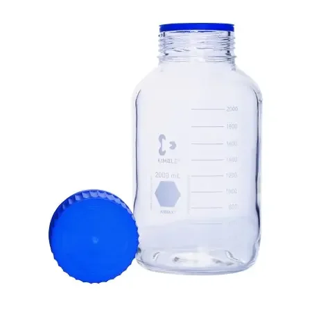 Kimble KIMAX GLS 80 KimCote – Media Storage Bottle Wide Mouth Borosilicate Glass 2,000 mL (64 oz.) – 14390-2000