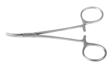 König – Hemostatic Forceps Micro-Mosquito 4-3/4 Inch Length Surgical Grade Stainless Steel NonSterile Ratchet Lock Finger Ring Handle Curved Fine Serrated Tips – MDS1222312