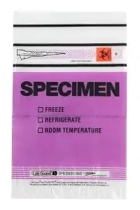 Lab Guard TearZone – Specimen Transport Bag with Document Pouch 6 X 9 Inch Zip Closure Biohazard Symbol / Storage Instructions NonSterile – MGTZ69PUR