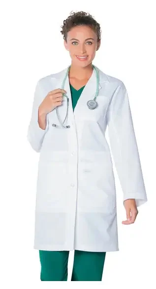 Landau Uniforms – Lab Coat White Size 4 Mid Length Reusable – 3172WWF SZ4