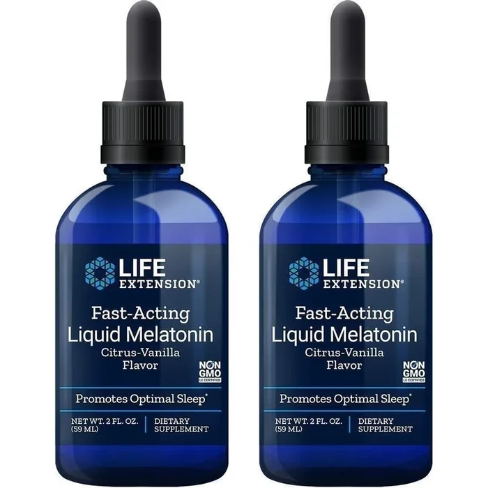 Life Extension Fast-Acting Liquid Melatonin (Citrus-Vanilla), 2 Fluid Ounces (Pack of 2)