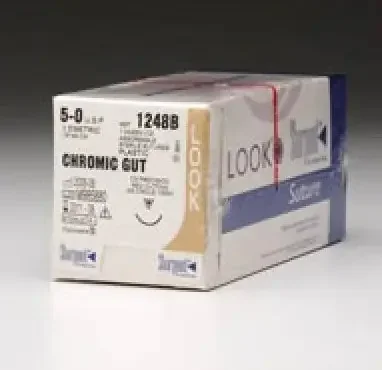 LOOK – Suture with Needle Absorbable Uncoated Undyed Suture Chromic Gut Size 5 – 0 18 Inch Suture 1-Needle 15 mm Length 1/2 Circle Reverse Cutting Needle – 598B