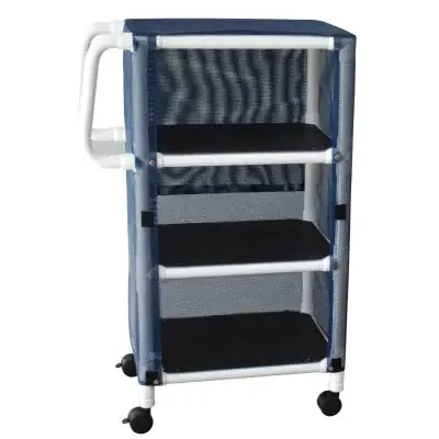 Lumex – Linen Cart with Cover 2 Shelves 150 lbs. Weight Capacity PVC 4 Casters, 2 Locking, 2 Non-locking – 8525